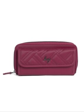NWOT Lug Kickflip Satin Luxe VL RFID Wallet - Crossbody/Belt Bag In Raspberry